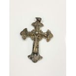 A continental white metal filigree crucifix pendant, length 8 cm.
