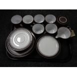 A tray of twenty four pieces of Hornsea Lancaster Vitranic tea china