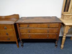 An Edwardian oak three drawer chest (no mirror)