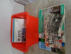 A crate of vinyl LPs and EP records relating to Steam trains