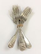 A set of ten George IV silver dessert forks, Richard Redrick, London 1823.