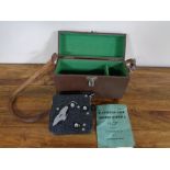 A leather cased Pathescope Motocamera type II cine camera with instruction book