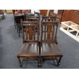 A set of four Edwardian oak barley twist dining chairs