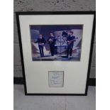 A framed Beatles montage bearing printed signatures