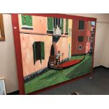 Gareth Thomas : Oil on canvas mounted to board depicting a gondola