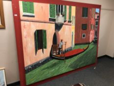 Gareth Thomas : Oil on canvas mounted to board depicting a gondola