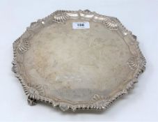 An Edward VII silver salver, Hawksworth, Eyre & Co Ltd, London 1908, diameter 27cm.