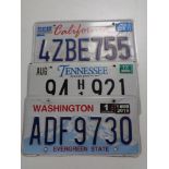 Three tin America licence plates - California,
