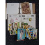 A box of mid century postcards, humerous cards,