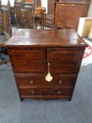 An inlaid mahogany double door side cabinet/commode