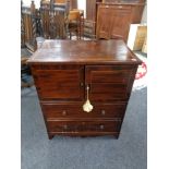 An inlaid mahogany double door side cabinet/commode