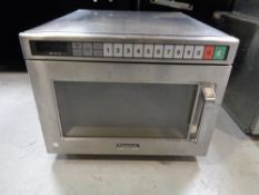 A Panasonic stainless steel commercial microwave