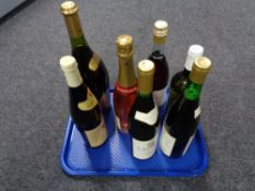 A tray of bottle of Le Piat D'or red wine 1.