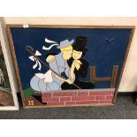 Continental School : Abstract wooden relief panel - married couple