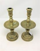 A good pair of Heemskirk brass candlesticks, nineteenth century or earlier, height 28.5 cm.
