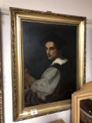 Twentieth century gilt framed oil on canvas - Portrait of a Gentleman in gilt frame.