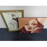 A gilt framed Paris fashion print and another picture