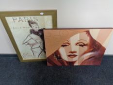 A gilt framed Paris fashion print and another picture