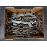 A box of large quantity of metal hand tools