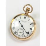 A good 9ct gold open faced pocket watch, signed Goldmsiths & Silversmiths Co.