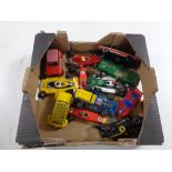 A box of twelve assorted Scalextric cars