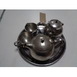 A four piece Olde Ball tea service on tray