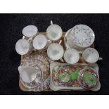 A tray of six Newcastle upon Tyne china trios, 21 piece Royal Vale tea service,