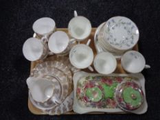 A tray of six Newcastle upon Tyne china trios, 21 piece Royal Vale tea service,