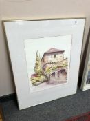 Claude Krumeich : pen and ink drawing with colour, signed,
