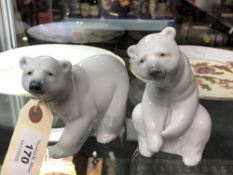 Two Lladro polar bears