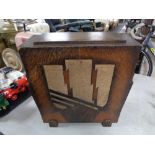 An Art Deco oak cased speaker