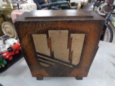 An Art Deco oak cased speaker