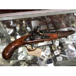 A twentieth century reproduction flintlock pistol (a/f)