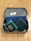 A Ringtons Royal Casket tin, containing coins,