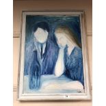 Continental School : Two figures, oil on canvas, framed.