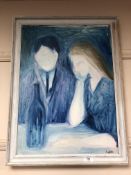 Continental School : Two figures, oil on canvas, framed.