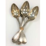 A set of six early 19th century French silver table spoons.