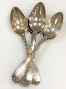 A set of six early 19th century French silver table spoons.