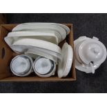 A quantity of white meat plates, oven dishes,