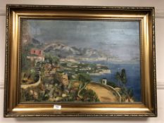 Continental School : Riviera, oil on canvas, framed.