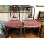 A pair of Victorian inlaid mahogany bedroom chairs