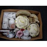 A box of miscellaneous tea china, Royal Doulton part dinner service,
