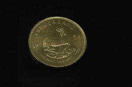 A South Africa gold 1 oz Krugerrand 1974.