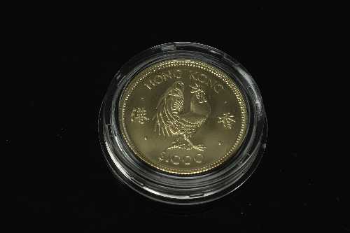 The Royal Mint - A Hong Kong $1000 coin, Lunar Year of the cockerel 1981, 22ct gold 15.98g.