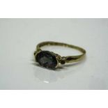 A 10ct gold mystic topaz ring, 8 mm x 6 mm stone, size M/N.