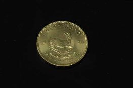 A South Africa gold 1 oz Krugerrand 1974.