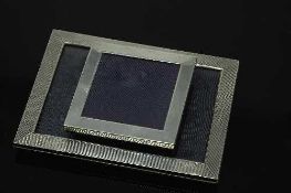 Two silver photograph frames, 8.2 cm x 8.2 cm & 11.4 cm x 15.4 cm.