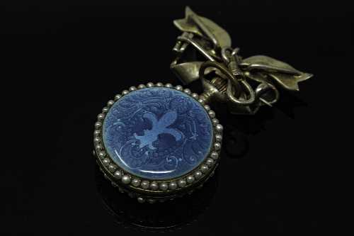 An early twentieth century silver and enamelled Swiss fob watch, cylinder movement with white dial, - Image 2 of 2