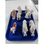 A tray of Staffordshire style dog figures