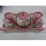 A four piece Maling Peony Rose trinket set